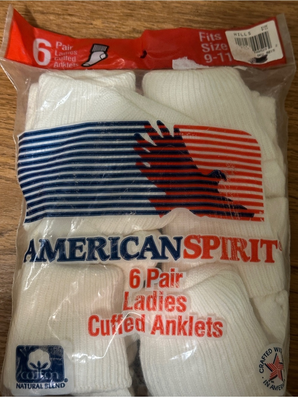Vintage Ribbed Turn Cuff Crew Socks 6 Pairs Solid White Womens Ladies Size 9-11